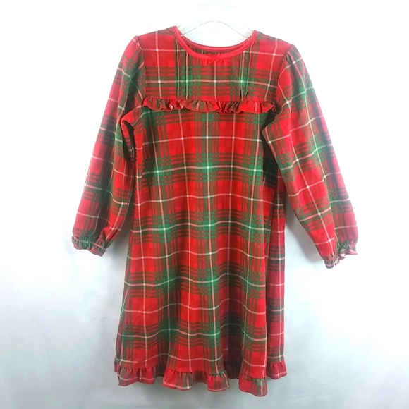 Carters Super Comfy S Girls Green Red Plaid Flannel Dress Kids